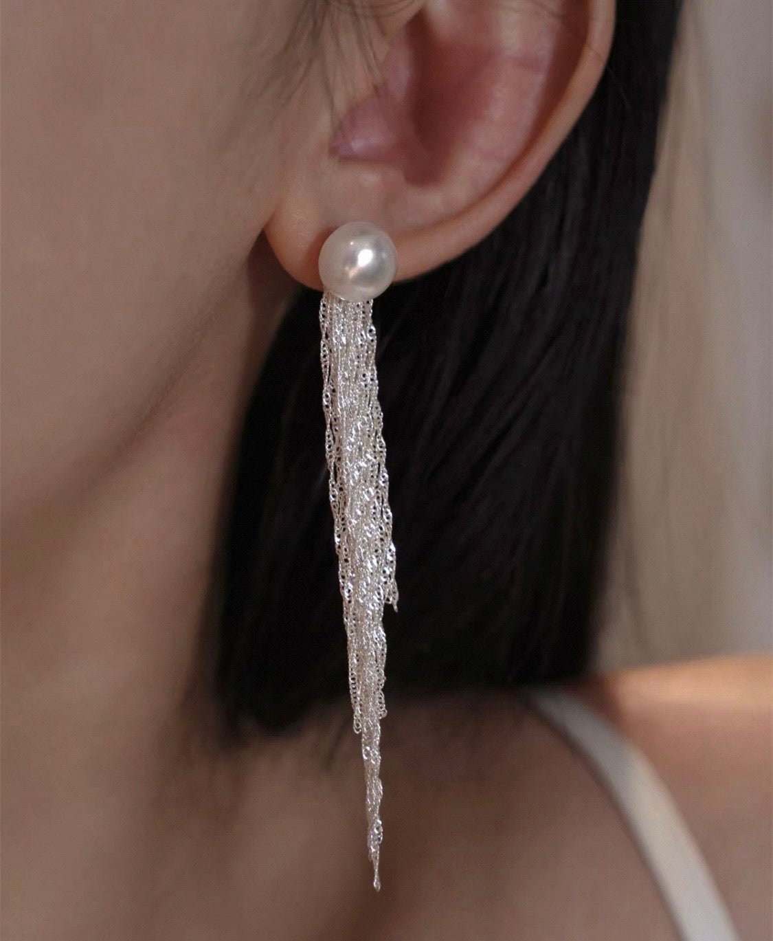 Pearl Tassel Drop Earrings